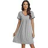 WiWi Viscose from Bamboo Nightgowns for Women Short Sleeve Night Shirts Pleated Sleep Shirt Plus Size Nightshirt S-3X