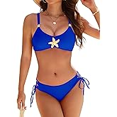 BMJL Bikini Set for Women Cheeky Two Piece Swimsuits Scoop Neck Bathing Suit with Ajustable String Bottom