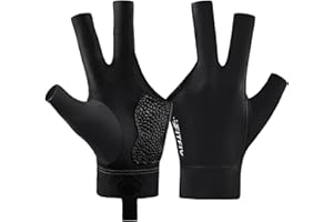 FITFIV Billiards Glove Professional 3-Finger Pool Glove for Left Hand, Snooker Cue Gloves for Men and Women
