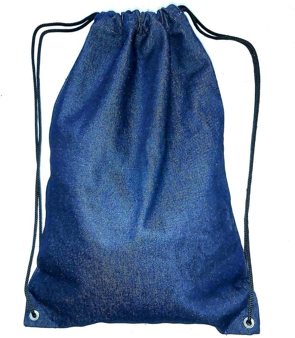 denim drawstring backpack
