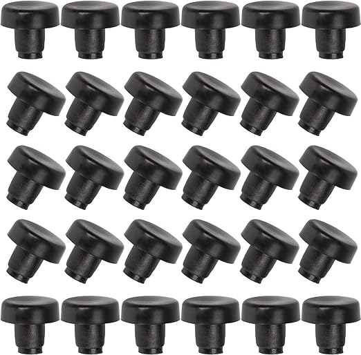ANCIRS 30 Pack Glass Top Table Bumpers with Stem, Black Rubber Grippers
