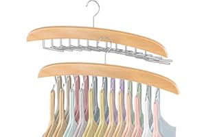 FITNICE Tank Top Hanger, 2 Pack Bra Hangers for Closet Organizer 360° Rotating 48 Foldable Hooks Tie Rack Hanger for Men Space Saving Non-Slip Hanging for Camisoles Belts Bathing Suit Scarves