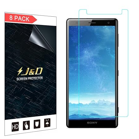 J & D Kompatibel für 8er Set Xperia XZ2 Display Schutzfolie, [Ganze Deckung] Premium HD-Clear Schutzfolie für Sony Xperia XZ2