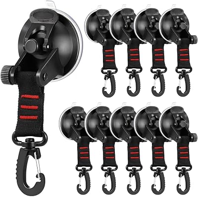 LDHHYH 10pcs Heavy Duty Suction Cups 22lb Rotating D Ring Hooks Camping