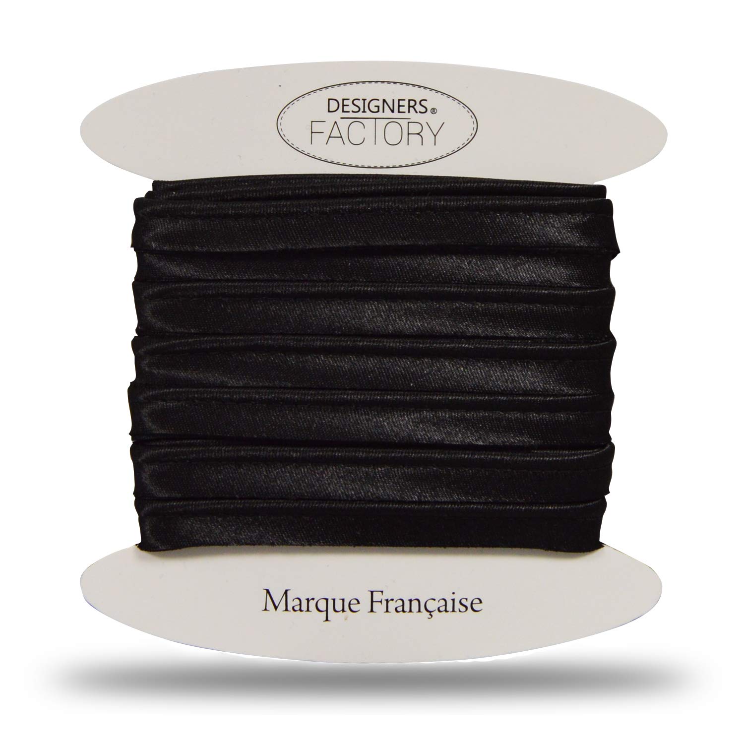 designers-factory - Satin Sewing Piping Ideal for Sophisticated finishes, to Place Between 2 Fabrics or to Border Your Creations. (10 metres, Black)