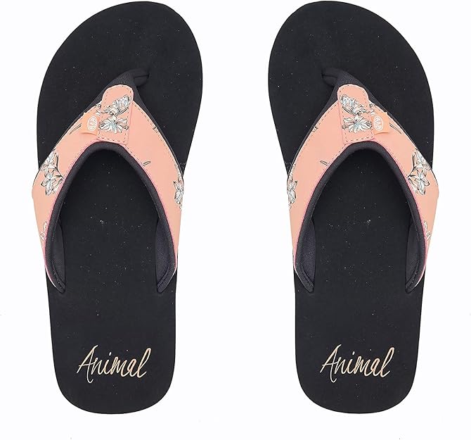 animal swish flip flops black