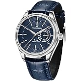 Pagani Design Men's 40mm Stainless Steel Quartz Formal Wristwatch 200M Sport Water Resistant Business Leather Watch with Date Display Relojes De Hombre