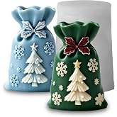 Wehous Christmas Lucky Bag Candle Soap Molds, 3D Christmas Tree Silicone Molds for Resin Concrete Candle Soap Wax, Festive Ornament Fondant Chocolate Cake Dessert Mold Art Craft Xmas Decor (Tree)
