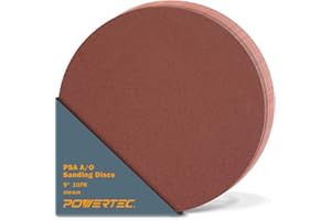 POWERTEC 110350 9-Inch PSA 100-Grit Aluminum Oxide Self Stick Sanding Disc, 10-Pack