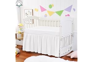 ZAIZAIHOME Crib Bed Skirt Dust Ruffle 100% Cotton - Natural, Soft, Breathable for Baby's Delicate Skin, Nursery Toddler Crib Bed Skirt for Baby Boys Girls, Fits Standard Cribs 28" x 52" with 14" Drop