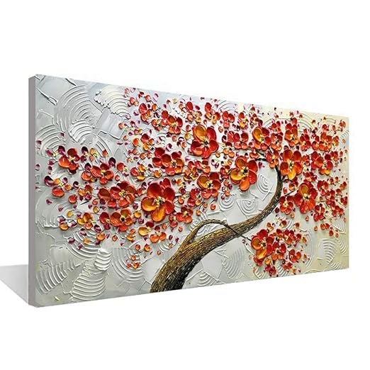 WSNDGWS Flor Blanca 3D Lienzo Pintura al óleo Sala de Estar ...