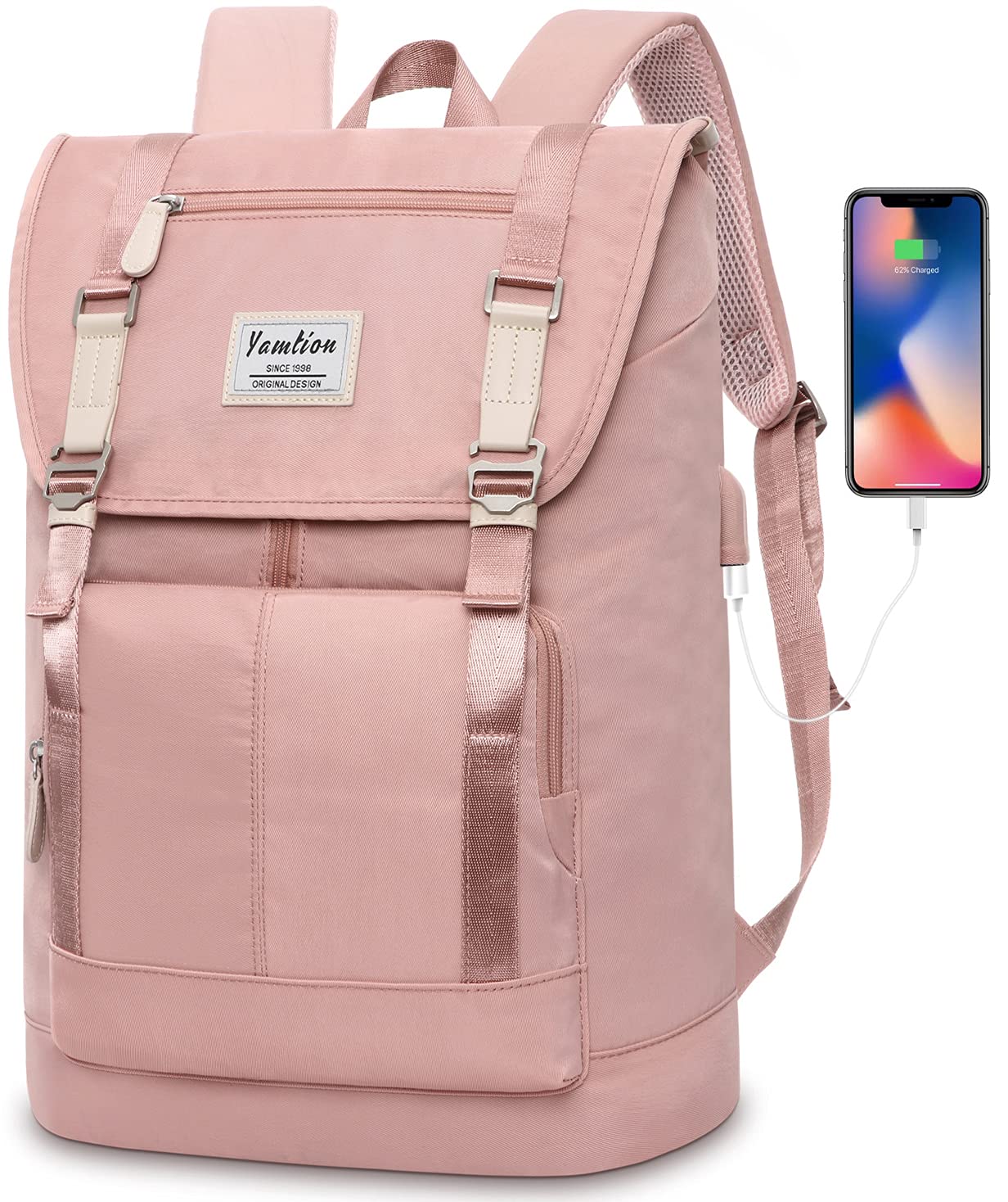 YAMTION Women's Backpack for Teen Girls & Students - 17 Inch Laptop, Work & Gym Bag with USB Charging Port