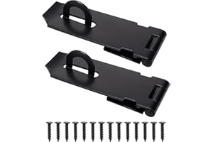 EVCUHASL Door Lock Hasp Latch, Thicked Design Latch Lock, Stainless Steel Security Packlock Clasp Hasp Lock Latch for Doors, Black Finish with Screws, 2 Pack(5 Inch)
