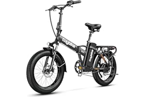 EUY Folding Electric Bike for Adults,1000W Motor 48V 20AH Removable Battery,30MPH Ebike, 20" Fat Tire Electric Bike Commuter Beach Snow Bicycle,7-Speed,Dual Shock Absorber