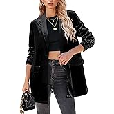 GRAPENT Velvet Blazers Jackets for Women Business Casual Oversized Long Suit Jacket Dressy Cardigan Blazer Work Office
