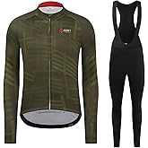 GCRFL Winter Cycling Jersey Sets Thermal Fleece Bike Jersey + Bib Pants, Long Sleeve Cycling Clothing Sets for Man