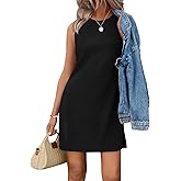 WIHOLL Casual Dresses for Women Crewneck Sleeveless Tank Dress Summer Spring Boho Vacation Clothes