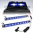BooYu [Upgraded] Switchable 4 Colors Emergency Strobe Traffic Advisor Light Bar 162 LED Windshield 2 in 1 Visor Safety Warning Hazard Flashing Lights for Firefighter Police Truck Vehicle (Blue/White)