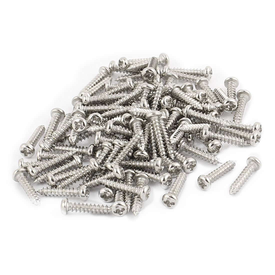 sourcing map 100pcs M2 x 10mm Stainless Steel Phillips Pan Round Head Self Tapping Screws