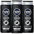 NIVEA MEN DEEP Active Clean Charcoal Body Wash, Pack of 3