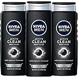 NIVEA MEN DEEP Active Clean Charcoal Body Wash, Pack of 3