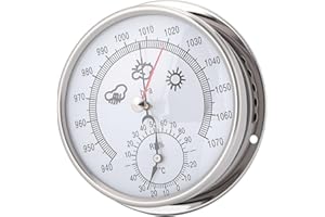 Generic 5.2" Portable Stainless Steel Hygrometer Thermometer Barometer for Weather Forecast Office Entrance