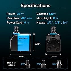 Hexago 400GPH Submersible Pump, Ultra Quiet Water