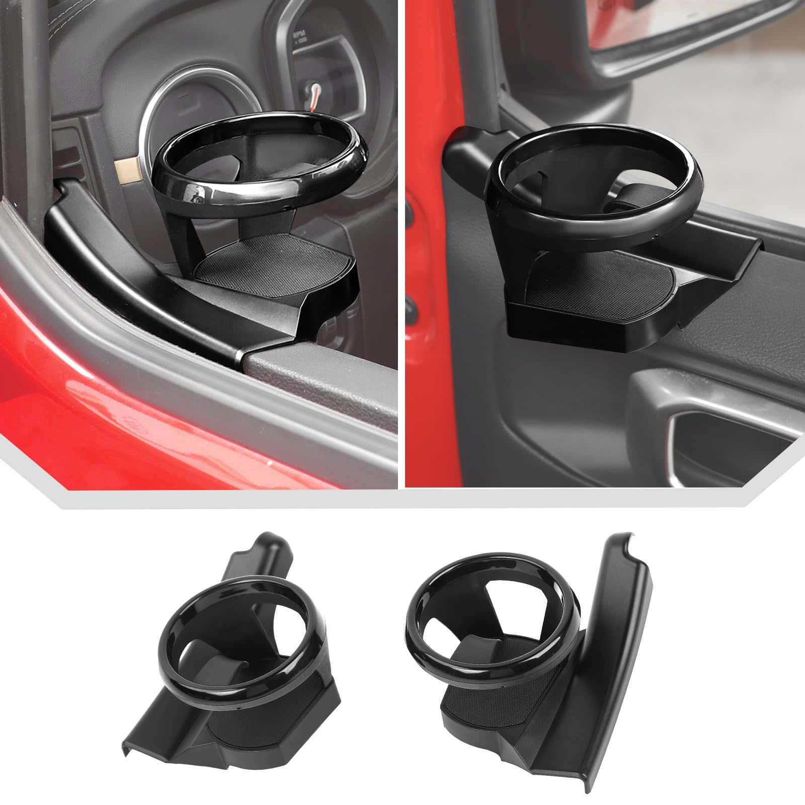 Photo 1 of JeCar Front Door Cup Holder Fit for 2018-2025 Jeep Wrangler JL JLU & Gladiator JT (Driver & Passenger Side), 1Pair