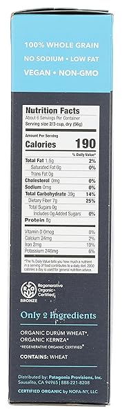 PATAGONIA PROVISIONS ORGANIC SHELLS, 12 OZ