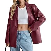 KateModa Women's Faux Leather Blazer Oversized Bomber Winter Coat Motocycle Button Down Fall Jackets with Pockets