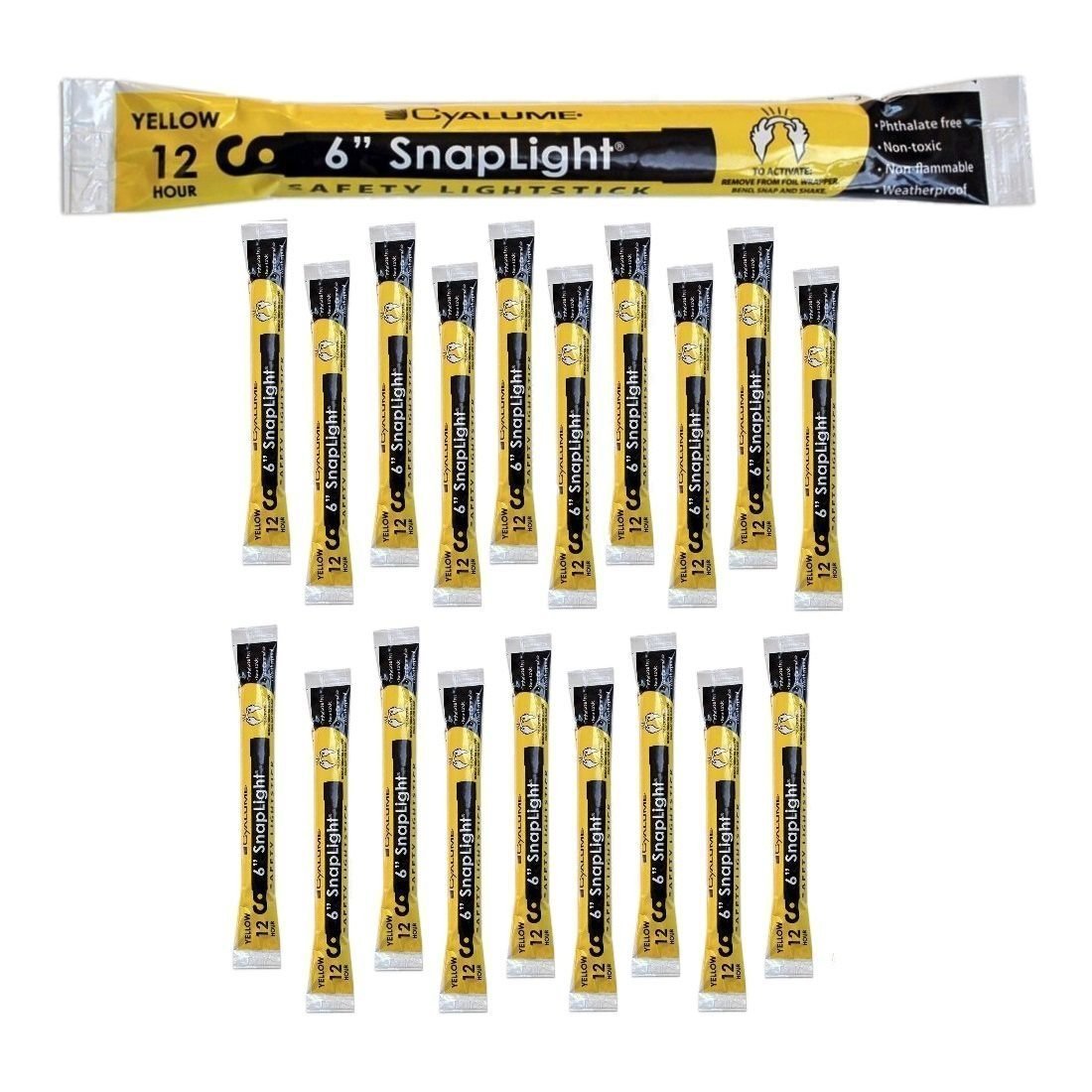 Cyalume SnapLight Yellow Glow Sticks - 6 Inch Industrial Grade ...