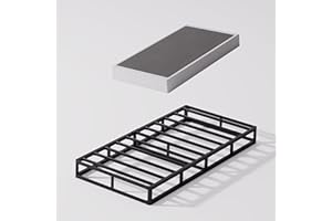 Bedsnus Twin Size Box Spring and Cover Set, 5 Inch Low Profile Metal BoxSpring, Heavy Duty Structure Mattress Foundation, Noise Free, Non-Slip, Easy Assembly