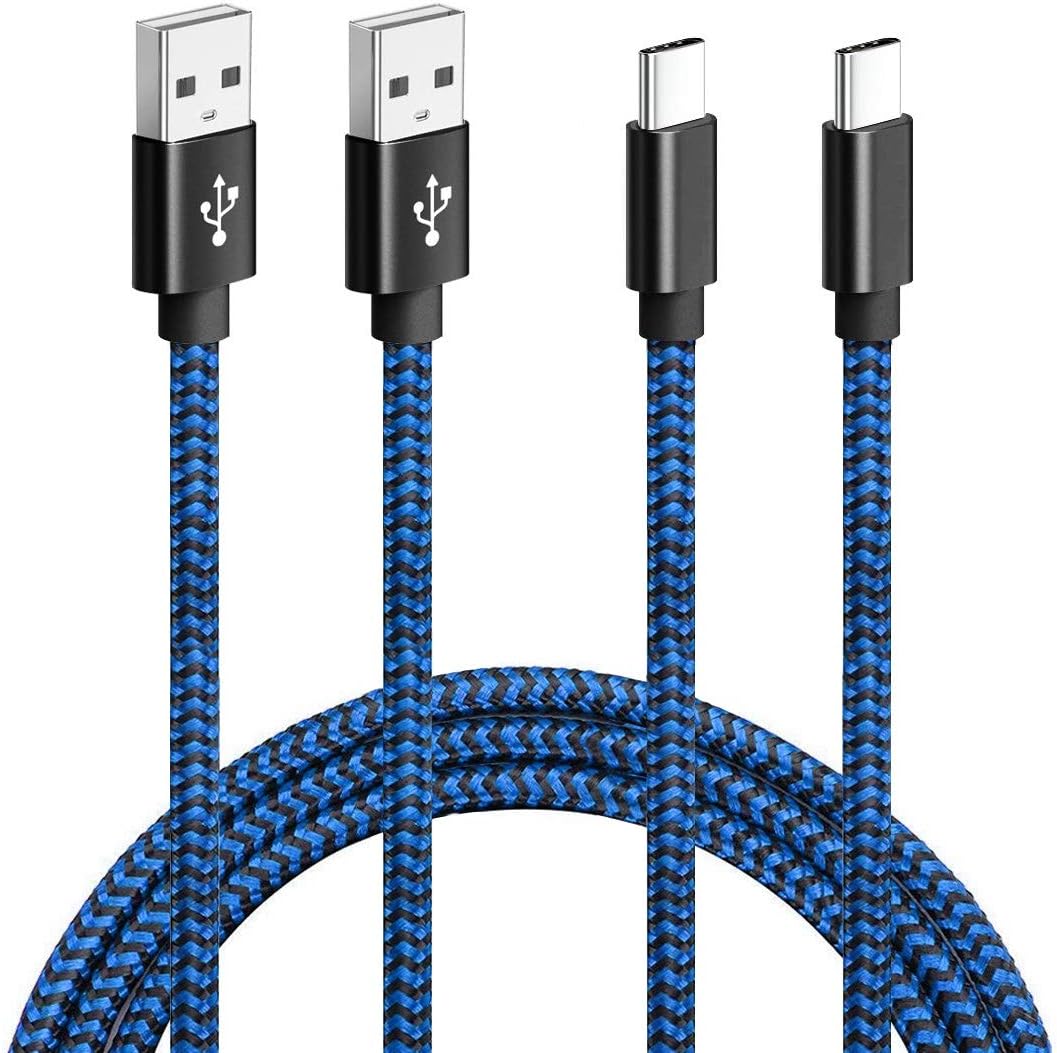 IKERY Type C Cable Fast Charging 3A Type C USB Cable Nylon Braided Cable for Type C Smartphones - Blue (1M & 0.25M)