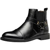 BEMNRVT Men's Harness Boots, Chelsea Cowboy Biker Boot | Western Style, Biker Style,Buckle Strap, Side Zipper, Breathable Mesh Lining, Outfit, Causal Party Office Date