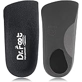 Dr. Foot's 3/4 Length Orthotic Inserts, Self-Adhesive Half Shoe Insoles for Flat Feet, Plantar Fasciitis, Fallen Arches, Over-Pronation, Heel Spurs, Feet Fatigue (X-Small)