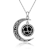 Jewlikee Lilith Necklace for Women Sterling Silver Celtic Knot Necklace Black Sun and Moon dangle Pendant Sigil Of Lilith Jewelry Gifts Men