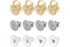 HANABASS 12pcs Brass Ear Lifting Backs Set with Silicone Anti-dropping Locking Earring Supports for Jewelry