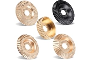 ORIXTREME 5Pcs 4 Inch HIGH Temperature Hardening Wood Carving Disc Grinding Wheel Set Wood Shaping Wheel Wood Grinding Shaping Disc for Angle Grinder with 7/8" -5/8" Arbor