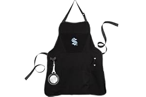 Team Sports America Outdoor NHL Black Grilling Apron | Seattle Kraken | Made of Durable Cotton | Beverage Opener and Multi-Tool | Sports and Tailgaiting Apparel