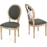 Christopher Knight Home Reed Upholstered Farmhouse Dining Chairs, Print and Dark Gray (Set of 2)