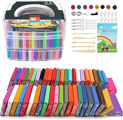 SUNNOW Polymer Clay 46 Colors 1.28Kg Nontoxic Oven Bake Modelling Kit