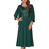 GRACE KARIN Wedding Guest Dress,Mother of The Bride Dresses,Two Piece Formal Sequin Dress with Jacket Tea Length 2026