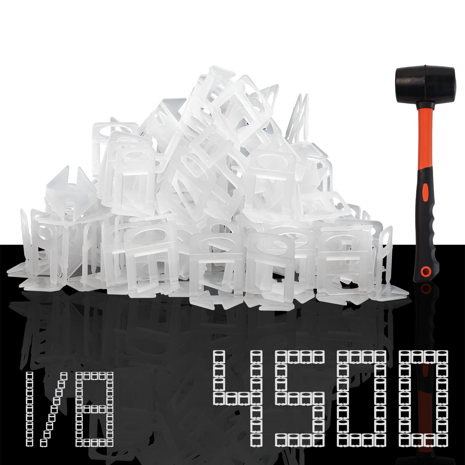 Photo 1 of Storystore Tile Leveling System with Hammer - 4500 Piece Tile Leveling Clips 1/8", Tiles Spacers Leveling System DIY for Professional Ceramic Tile and Stone Installation