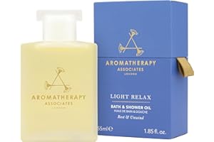 Aromatherapy Associates Light Relax Bath and Shower Oil, Natural Body Oil to Refresh Mind, Body and Spirit, Hydrating Body Oil Made with 3 Essential Oils (1.86 oz)
