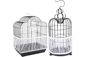 Bonaweite Mesh Bird Seed Catcher, Birds Cage Net Cover, Soft Nylon Skirt with Adjustable Drawstring