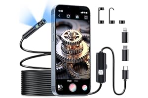 TLMUSE Borescope, Endoscope Camera with Light- 1920P HD Inspection Camera with Light, Dual Lens with 8+1 Adjustable LED Lights, IP67 Waterproof for Android, iPhone, iPad