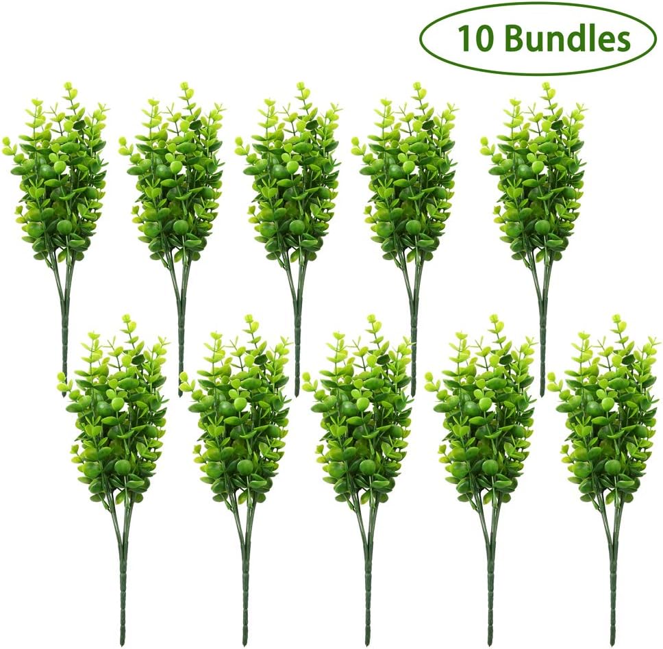 Auihiay 10 Bundles Artificial Greenery Stems Boxwood Shrubs Artificial