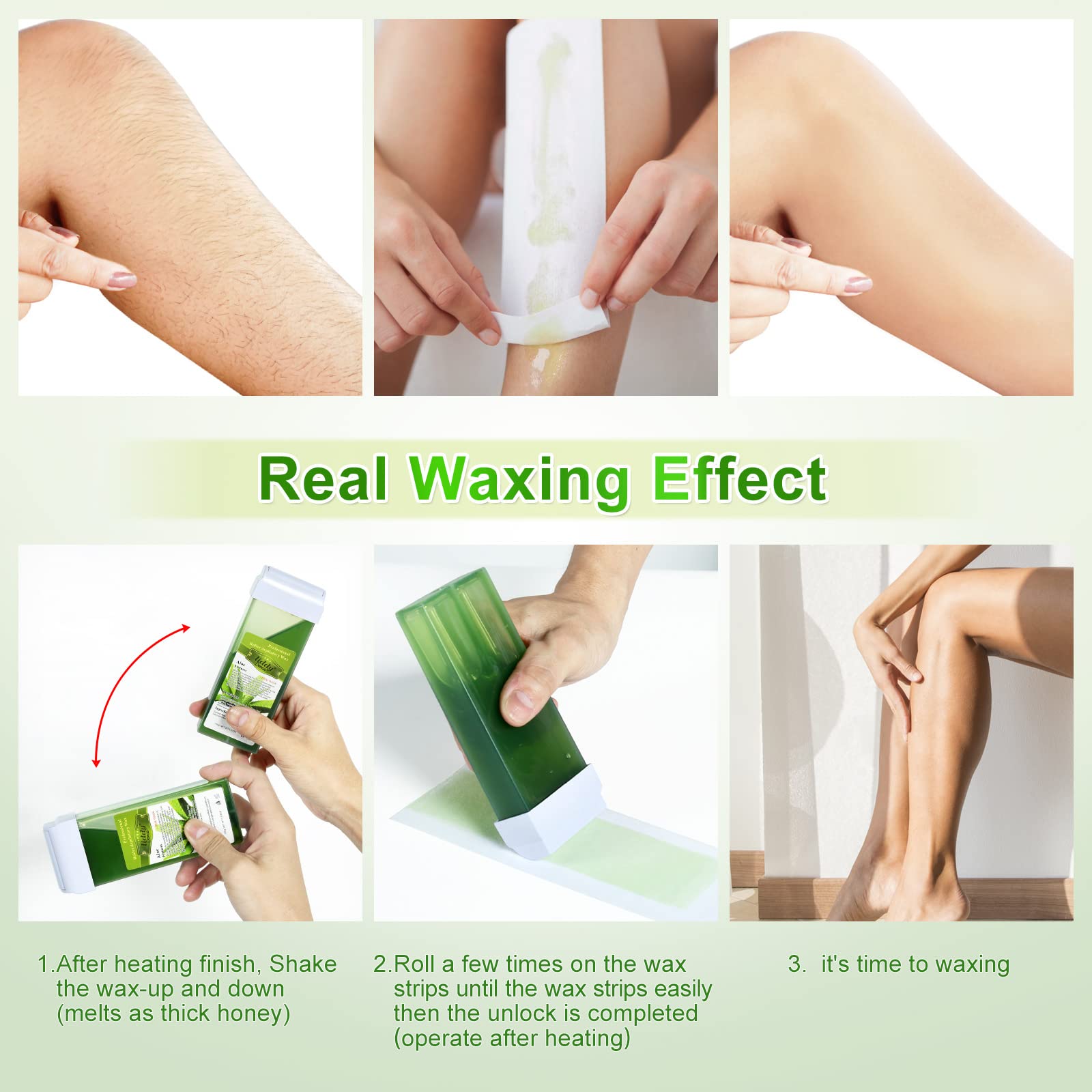 Liddy Dance Hair Removal Wax, Wax Refill, Soft Wax Roller Cartridge for Roll on Waxing Kit, Aloe Depilatory Rolling Wax for Sensitive Skin, 4 Pack (14.1 OZ)