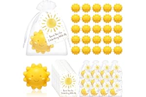 Loopeer 36 Sets Sun Soaps for Baby Shower Party Favors Mini Handmade Sunshine Soap Gifts with Thank You Card for Guest Gender Reveal Party Decor(Yellow)