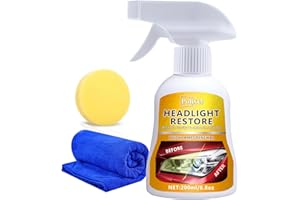POLIXEL Headlight Restoration Kit - Headlamp Cleaner Spray Instant Restores Oxidation, Yellowing & Cloudiness Renew Headlights Back to Like New UV Protectant for All Cars Lamps - 6.8oz/200ml